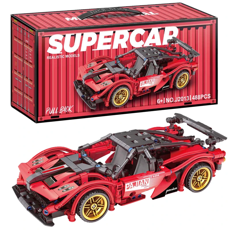Pull Back Super Car Building Blocks Realistic Models 488 Pcs – Age 6+